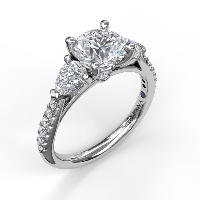 Pear-Shape Side Stones with Diamond Shank Engagement Ring Setting
