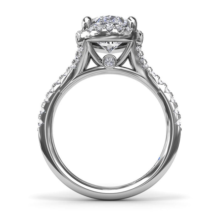Diamond Split Shank with Halo Engagement Ring Setting