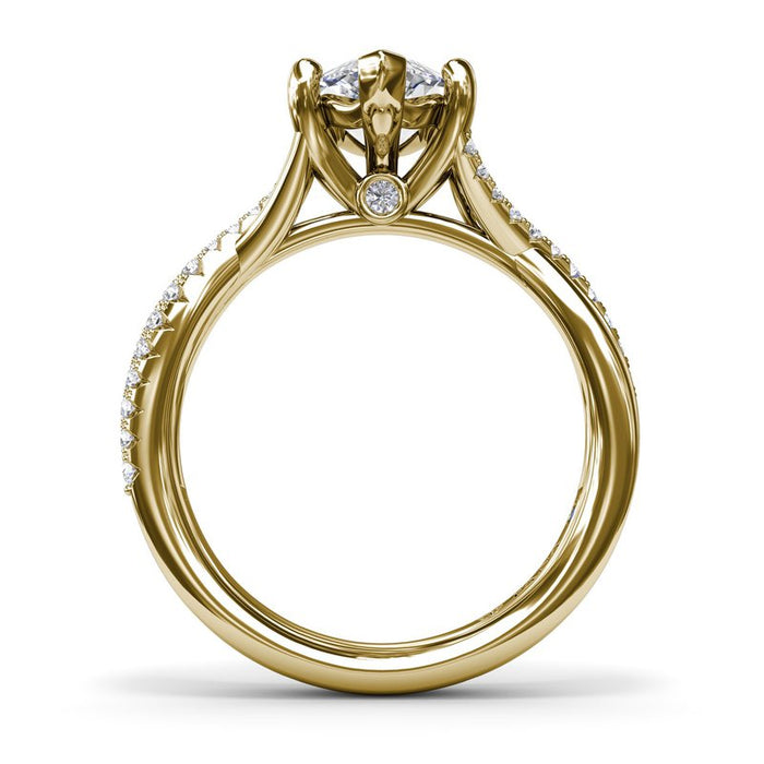 Alternating Diamond Twist Marquise-Cut Engagement Ring Setting