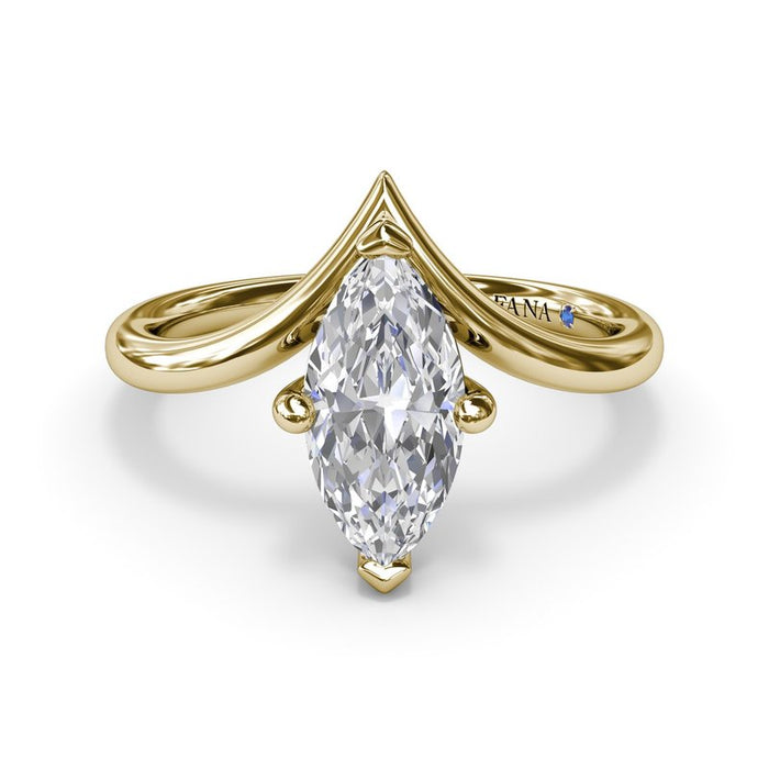 V-Shape Bypass Marquise Engagement Ring Setting
