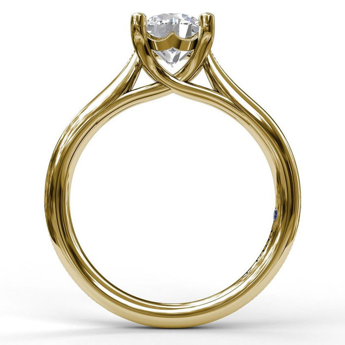Solitaire with Milgrain Detailed Shank Engagement Ring Setting