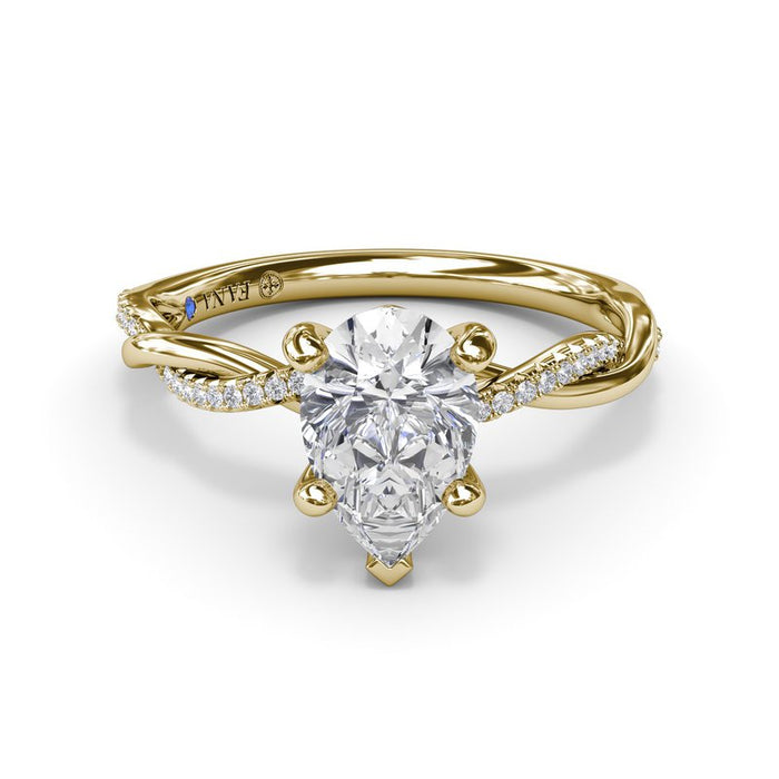 Gold and Diamond Twist Engagement Ring Setting