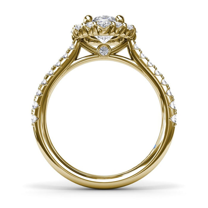 Oval Floral Halo Engagement Ring Setting