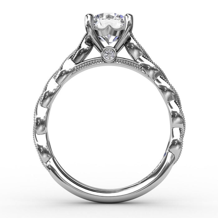Milgrain Diamond Twist with Cathedral Shank Engagement Ring Setting