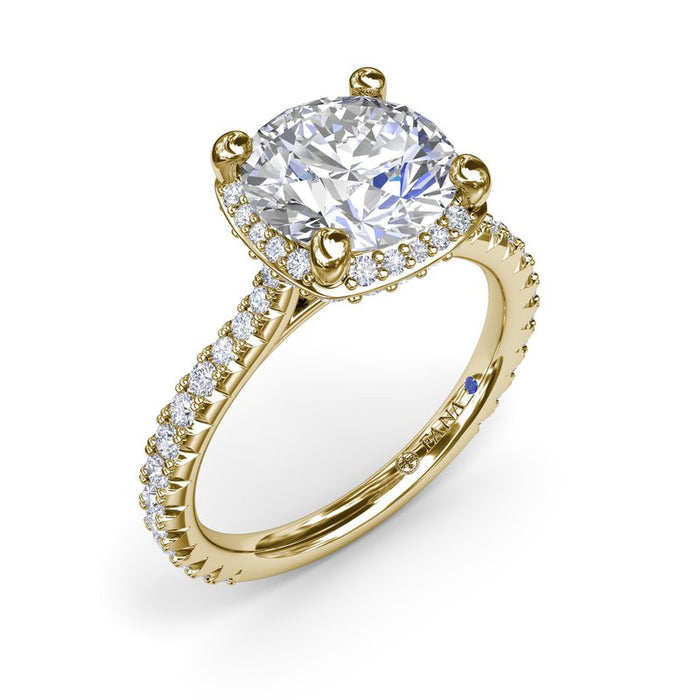 Cushion-Shaped Halo with Hidden Halo Engagement Ring Setting