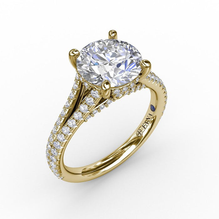 Diamond Split Shank with Hidden Halo Engagement Ring Setting