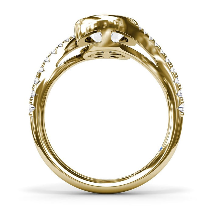 Bezel-Set Bypass Oval with Diamond Shank Engagement Ring Setting