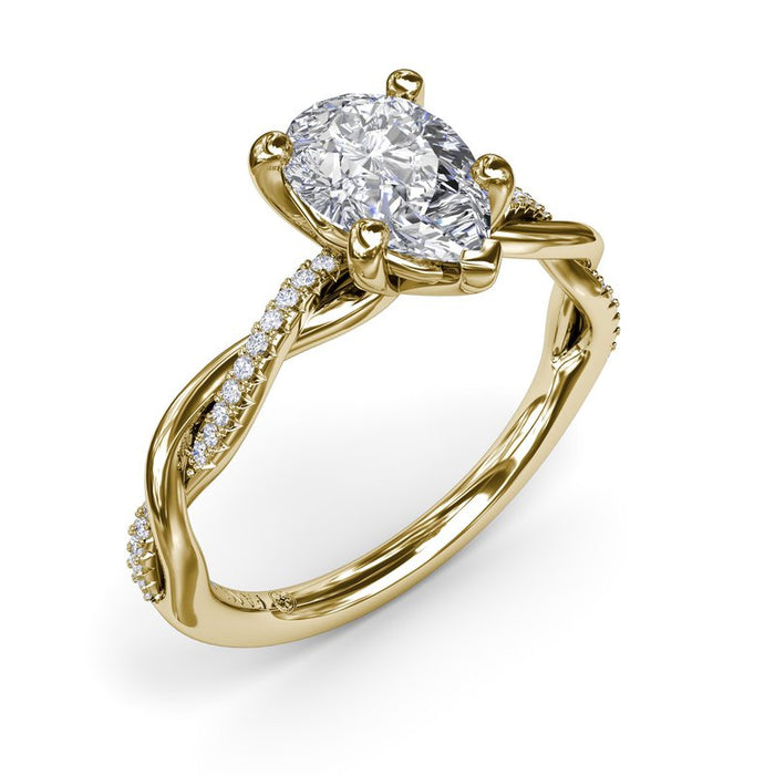 Gold and Diamond Twist Engagement Ring Setting