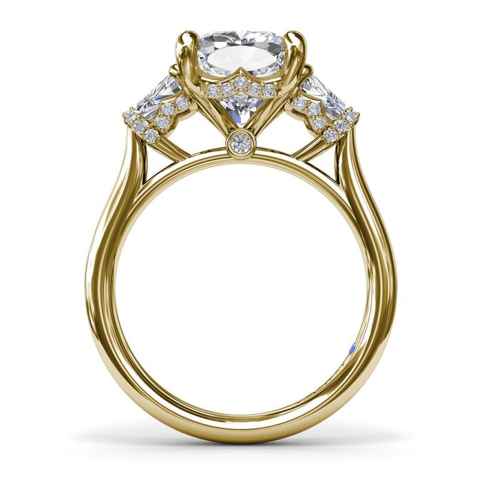 Trapezoid Side Stones with Triple Hidden Halo Engagement Ring Setting