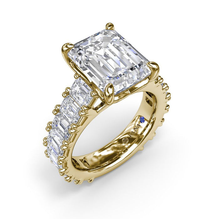Chunky Emerald-Cut Diamond Shank Engagement Ring Setting