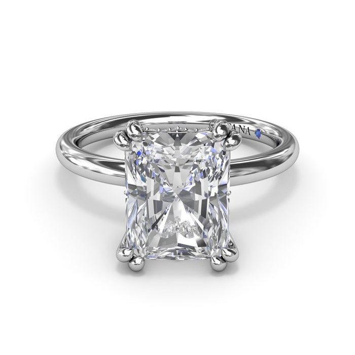 Radiant Solitaire with Hidden Halo Engagement Ring Setting