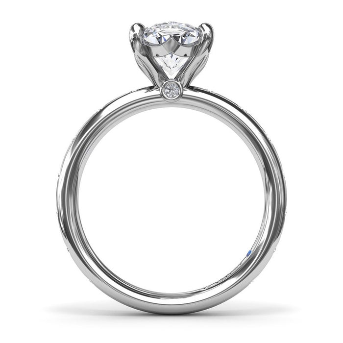 Flush-Set Diamond Shank Engagement Ring Setting