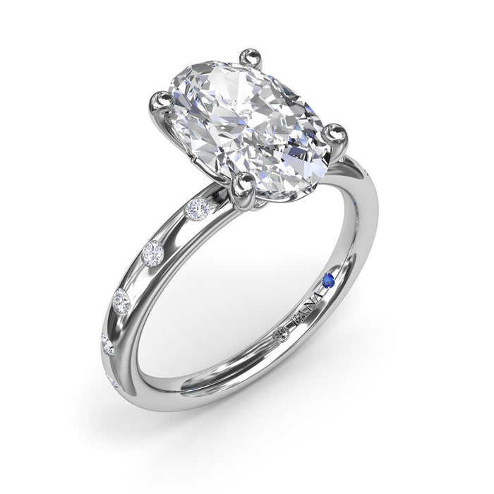 Flush-Set Diamond Shank Engagement Ring Setting