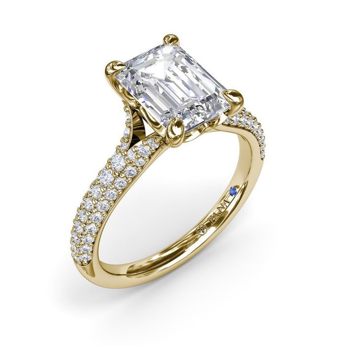 Triple Row Diamond Split Shank Engagement Ring Setting