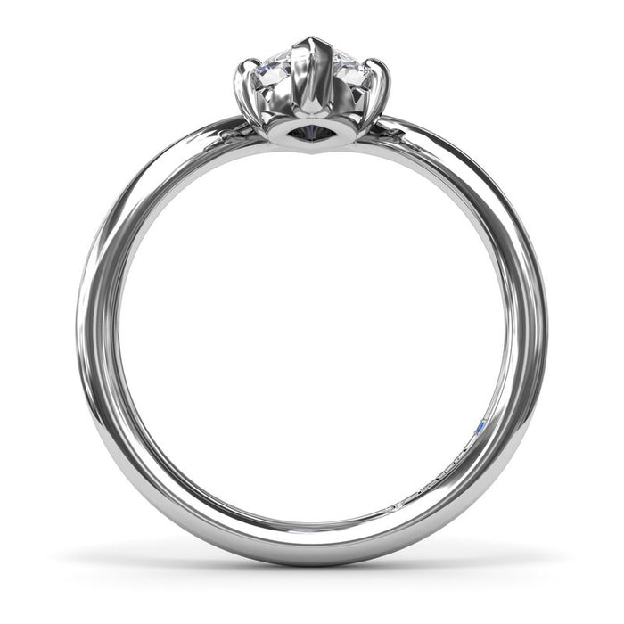 V-Shape Bypass Marquise Engagement Ring Setting