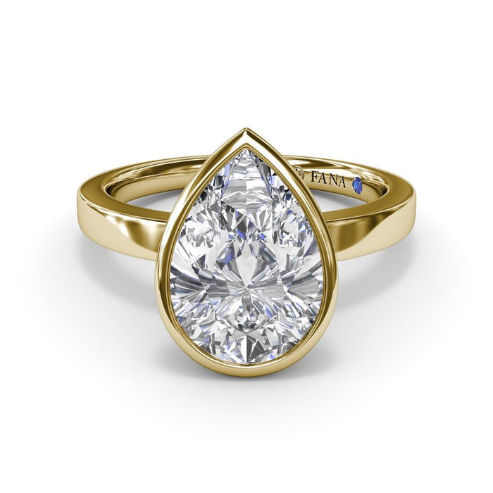 Bezel-Set Pear-Shape Engagement Ring Setting