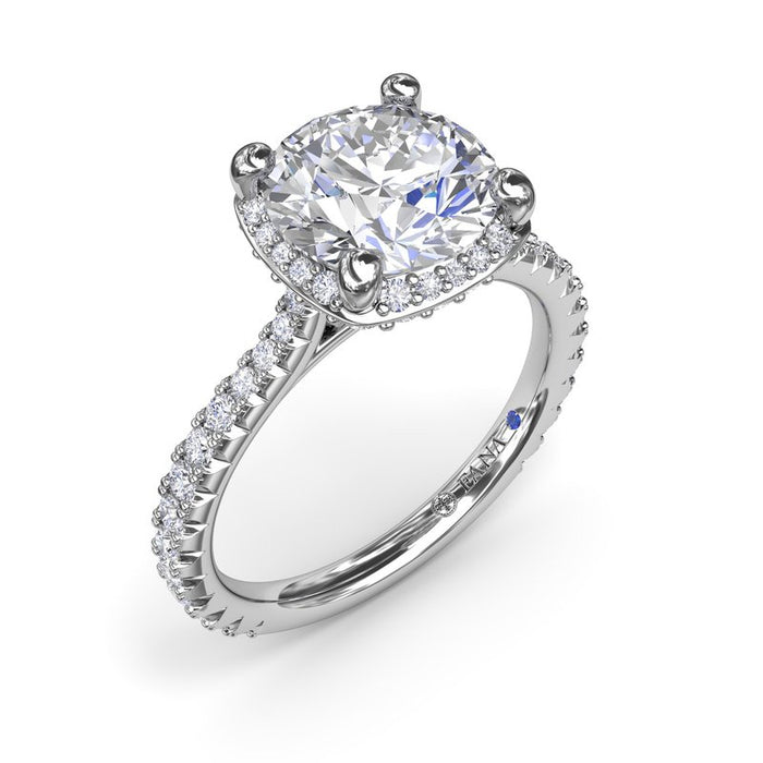 Cushion-Shaped Halo with Hidden Halo Engagement Ring Setting