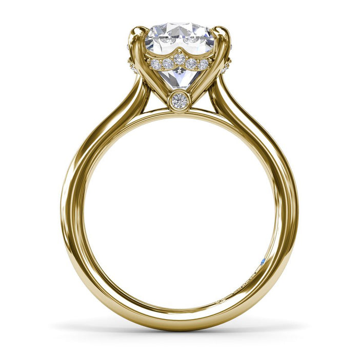 Cathedral Shank with Hidden Halo Engagement Ring Setting