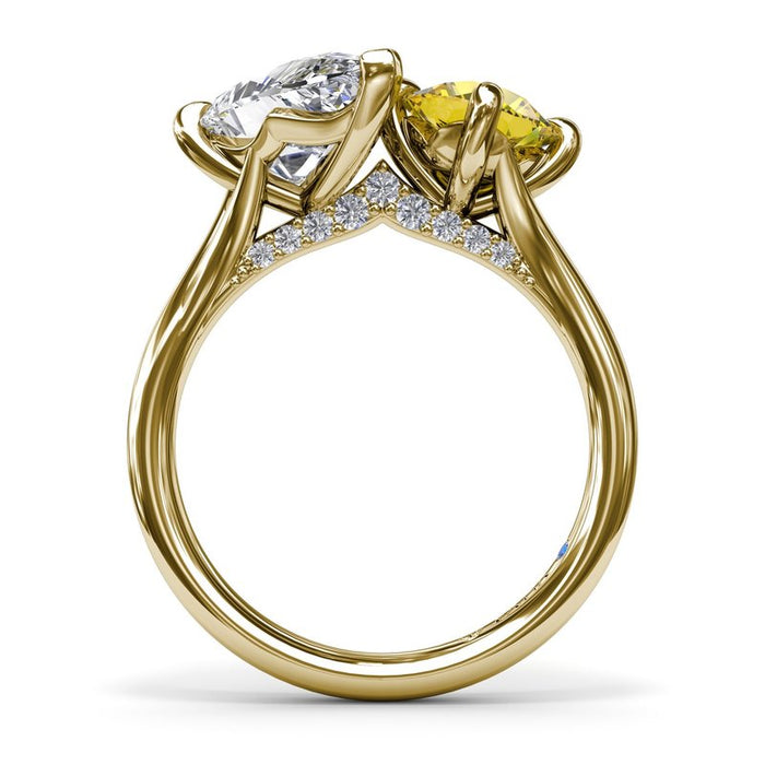 Toi et Moi with Diamond Bridge Engagement Ring Setting