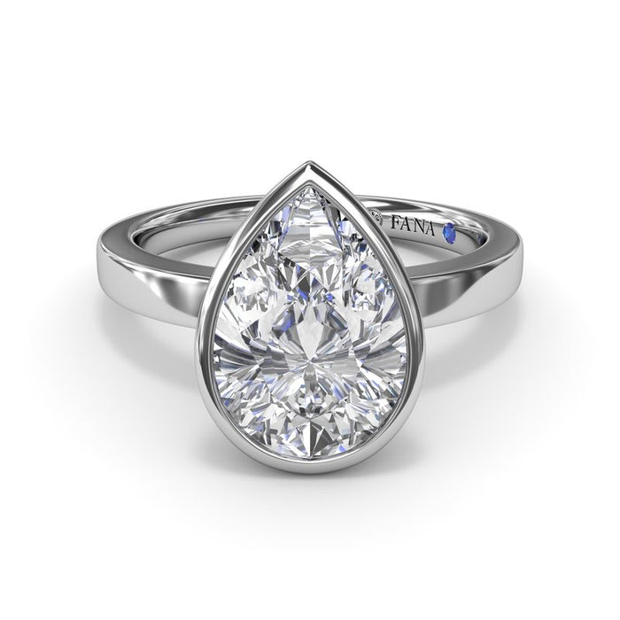 Bezel-Set Pear-Shape Engagement Ring Setting