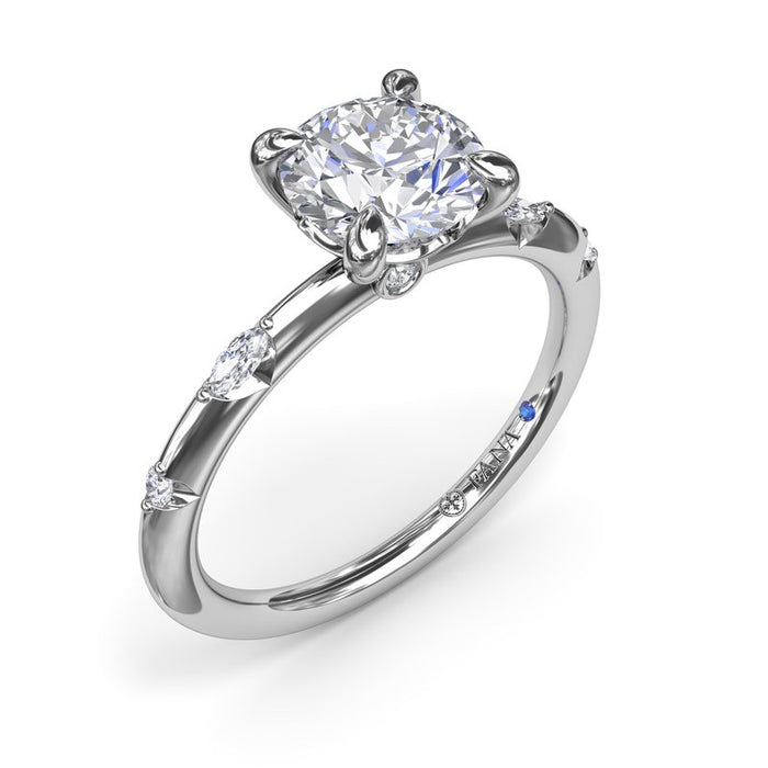 Marquise and Round Raindrop Shank Engagement Ring Setting