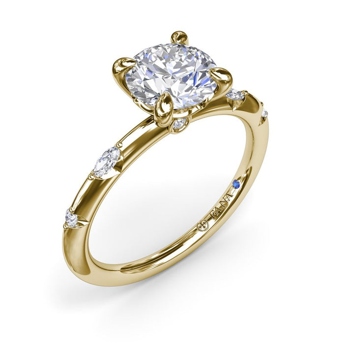 Marquise and Round Raindrop Shank Engagement Ring Setting