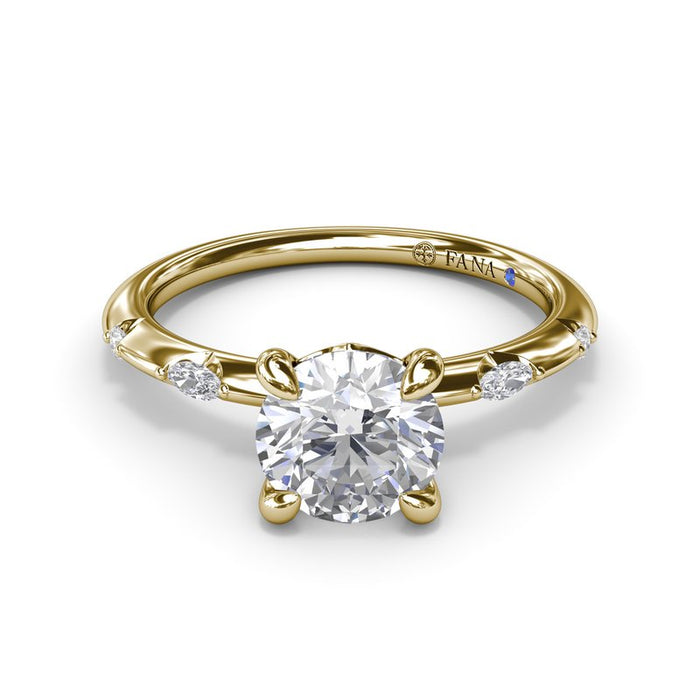 Marquise and Round Raindrop Shank Engagement Ring Setting