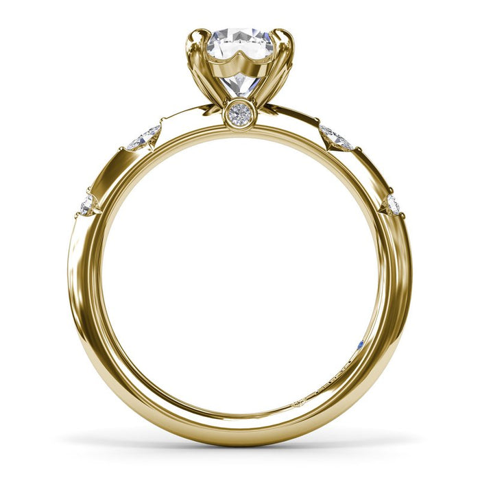 Marquise and Round Raindrop Shank Engagement Ring Setting