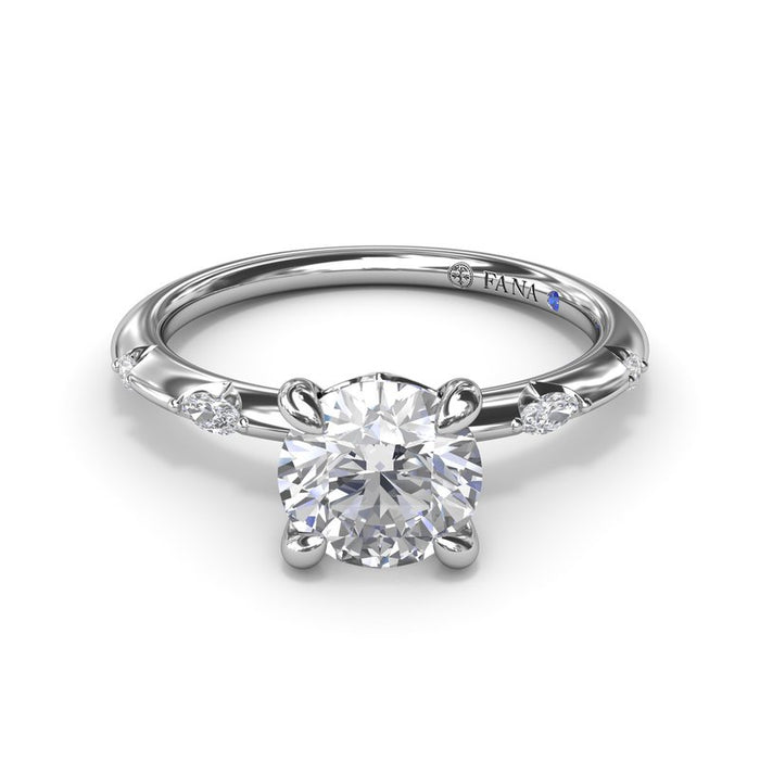 Marquise and Round Raindrop Shank Engagement Ring Setting
