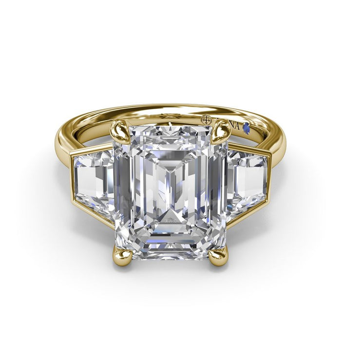 Emerald-Cut with Trapezoid Side Stones Engagement Ring Setting