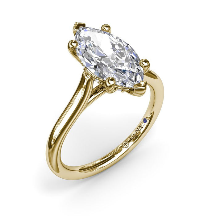 Marquise Solitaire with Hidden Halo Engagement Ring Setting