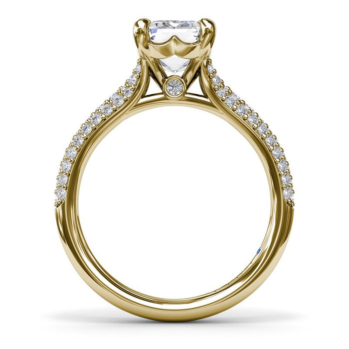 Triple Row Diamond Split Shank Engagement Ring Setting