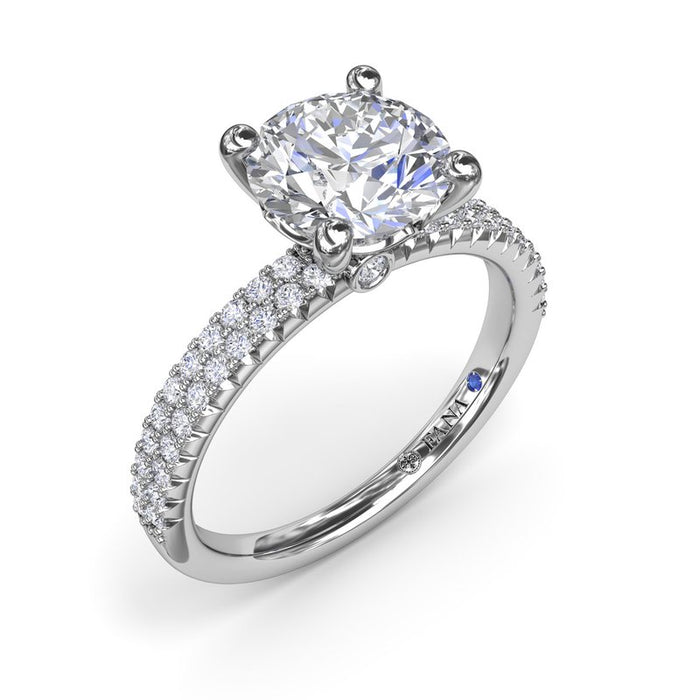 Double Row Pavé Shank Engagement Ring Setting
