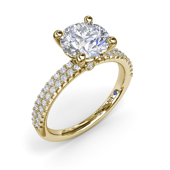 Double Row Pavé Shank Engagement Ring Setting