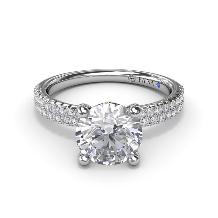 Double Row Pavé Shank Engagement Ring Setting