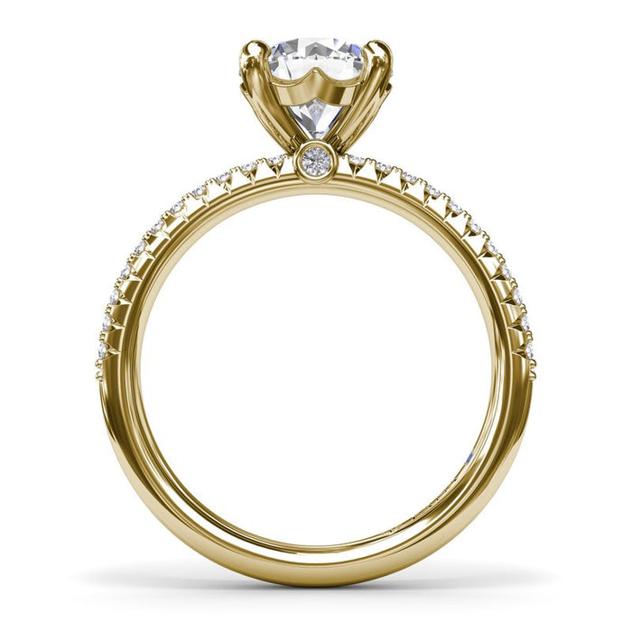 Double Row Pavé Shank Engagement Ring Setting