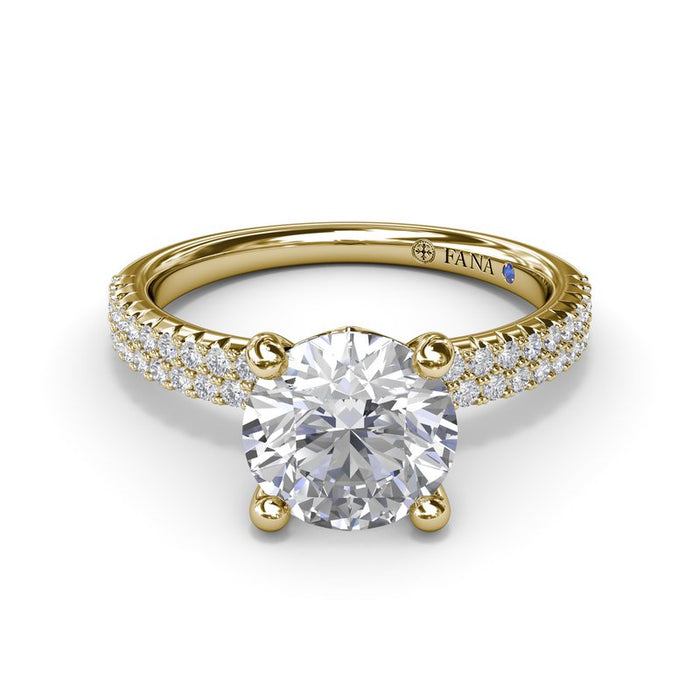Double Row Pavé Shank Engagement Ring Setting