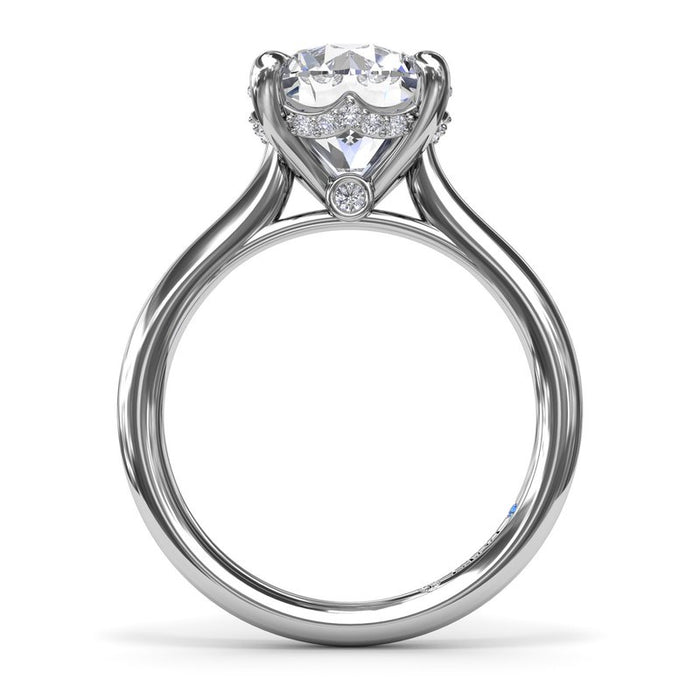 Cathedral Shank with Hidden Halo Engagement Ring Setting