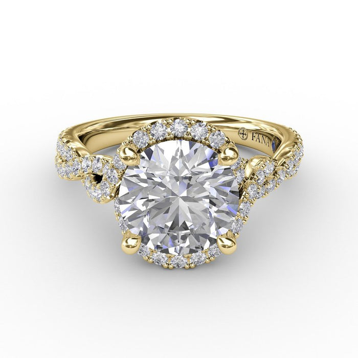 Twisted Vine Shank with Halo Engagement Ring Setting