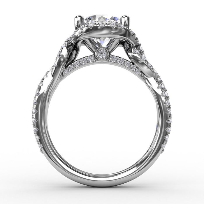 Twisted Vine Shank with Halo Engagement Ring Setting