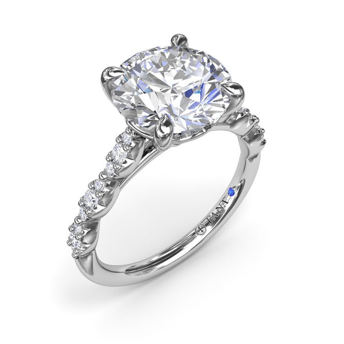 Petite Pavé Diamond Shank Engagement Ring Setting