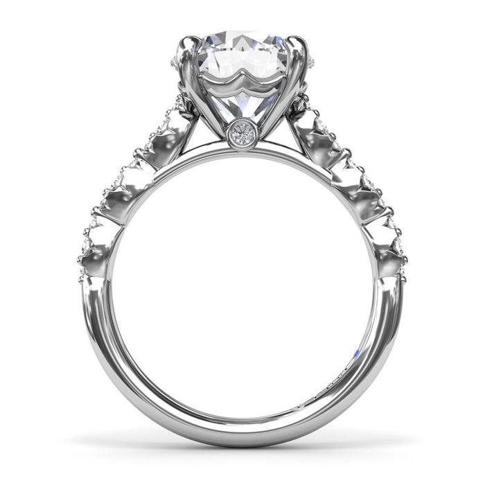 Petite Pavé Diamond Shank Engagement Ring Setting