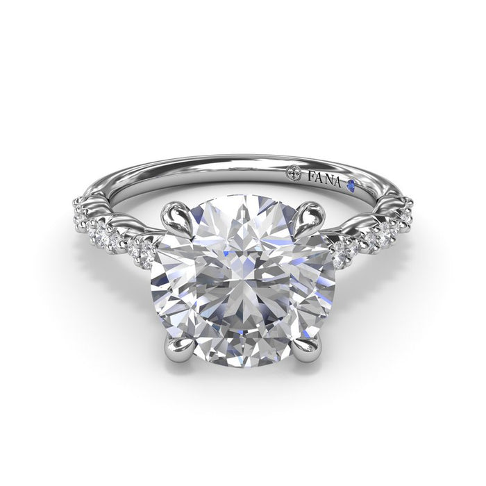 Petite Pavé Diamond Shank Engagement Ring Setting