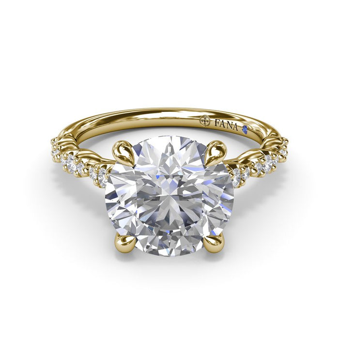 Petite Pavé Diamond Shank Engagement Ring Setting