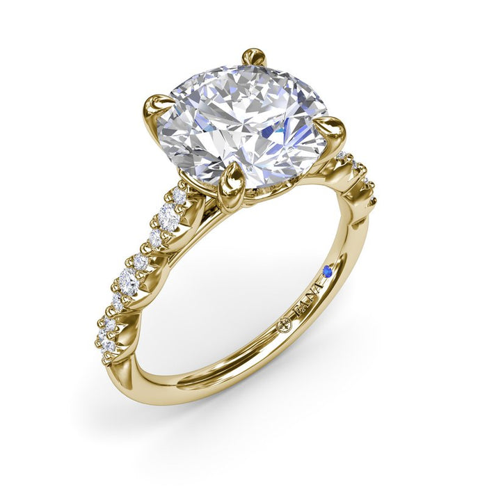 Petite Pavé Diamond Shank Engagement Ring Setting