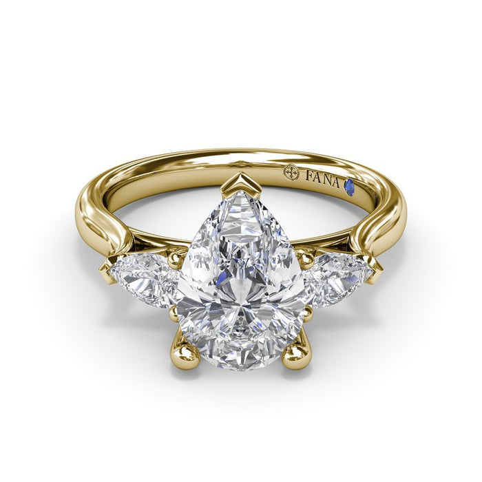 Three-Stone Pear-Shape Engagement Ring Setting