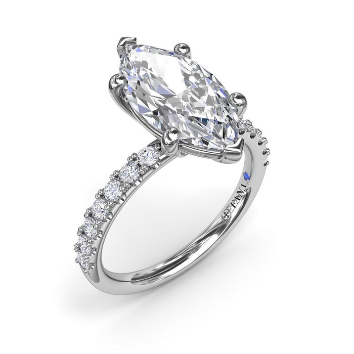 Pavé Shank with Marquise Center Engagement Ring Setting