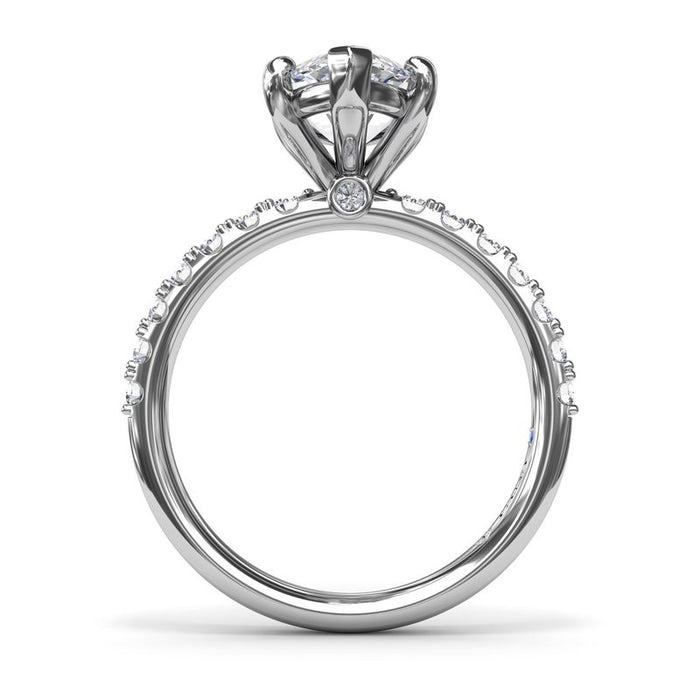 Pavé Shank with Marquise Center Engagement Ring Setting
