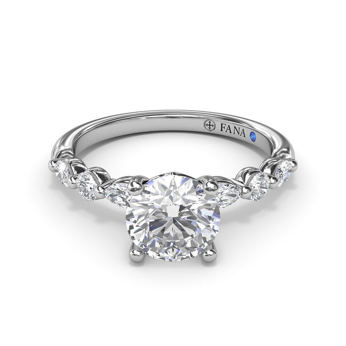 Marquise and Round Diamond Shank Engagement Ring Setting