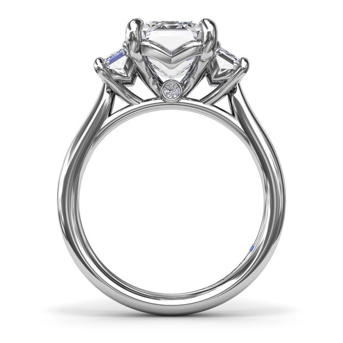 Three-Stone Emerald-Cut Engagement Ring Setting